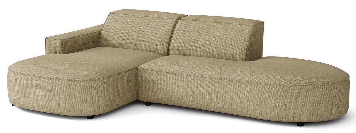 ECKSOFA Sallmo L-Form, 3-Sitzer, links 276 cm - Schwarz/Cappuccino, Kunststoff/Textil (276/166cm) - Selsey