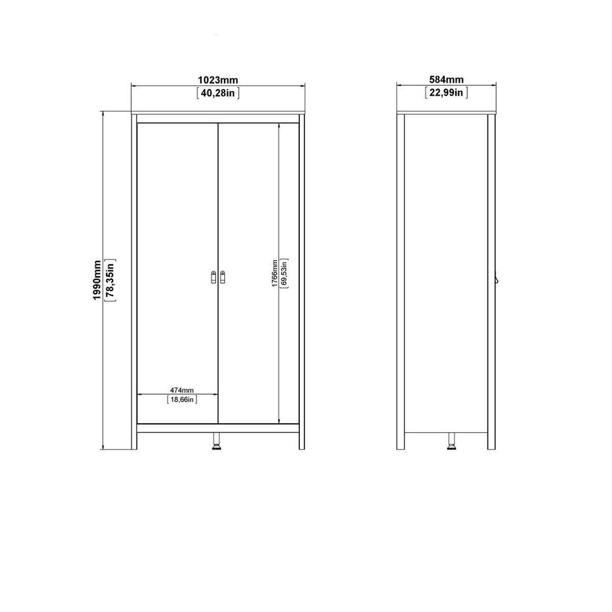 KLEIDERSCHRANK, Madrid, Schwarz, Metall, 103 x 59 x 199 cm - Schwarz, Metall (103/199/59cm) - ebuy24