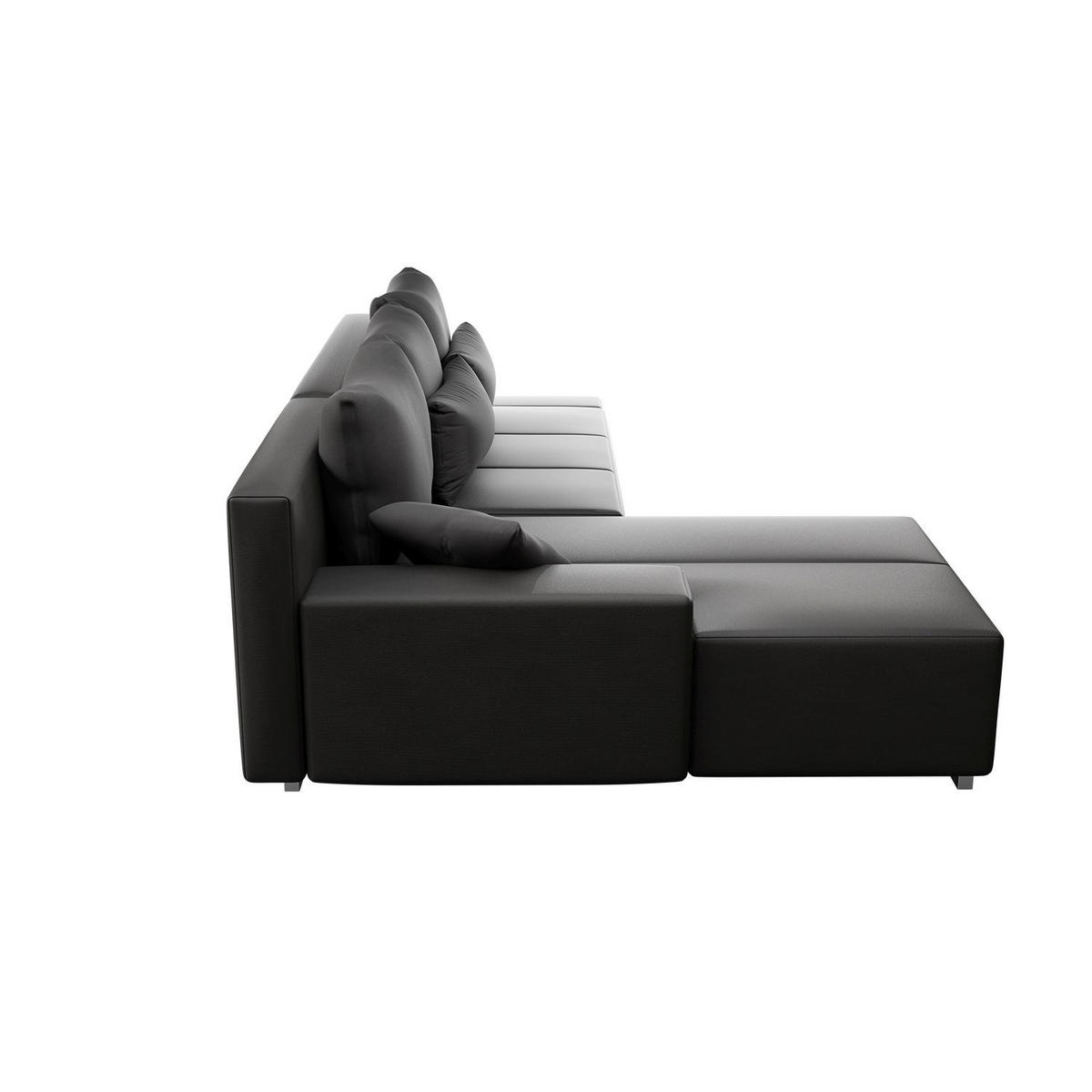 SOFA Davos mit Ottomane links dunkelgrau inkl LED - Dunkelgrau, Textil (260/180cm) - Juskys