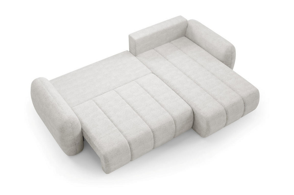 ECKSOFA mit Schlaffunktion Premium Weiß - Schwarz/Weiß, Holz/Holzwerkstoff (304/190cm) - Furnisell