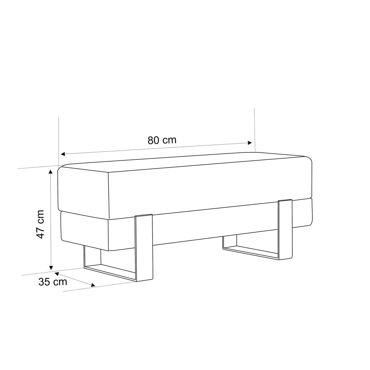 POLSTERBANK RIVA 80 cm Schwarz / Creme ,Metallgestell - Creme, Metall (80/47/35cm) - Idohome