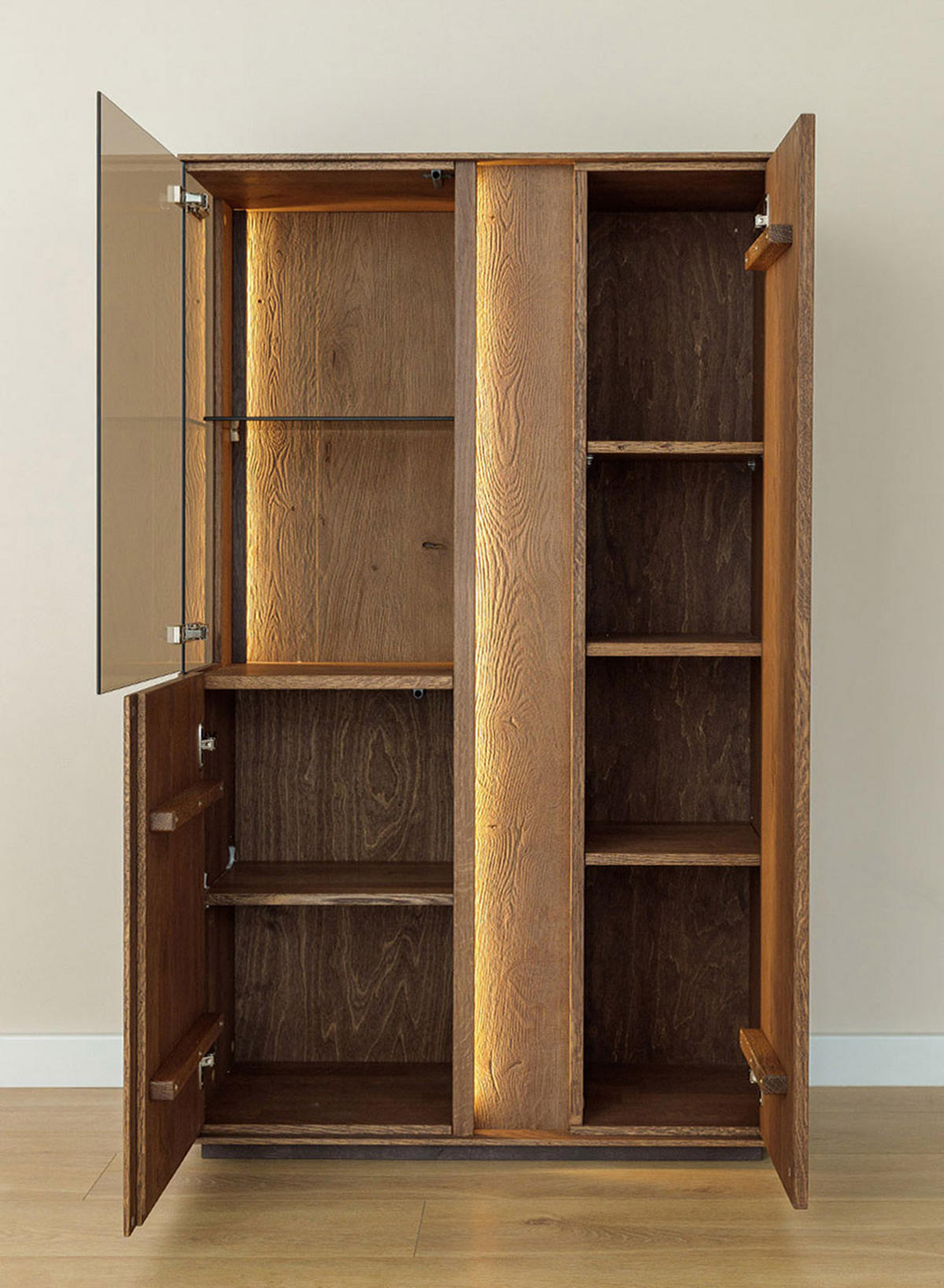 VITRINE Collodi Wildeiche Tabak 85 / 37 / 140cm - Wildeiche, Holz (85/140/37cm) - Feldmann-Wohnen