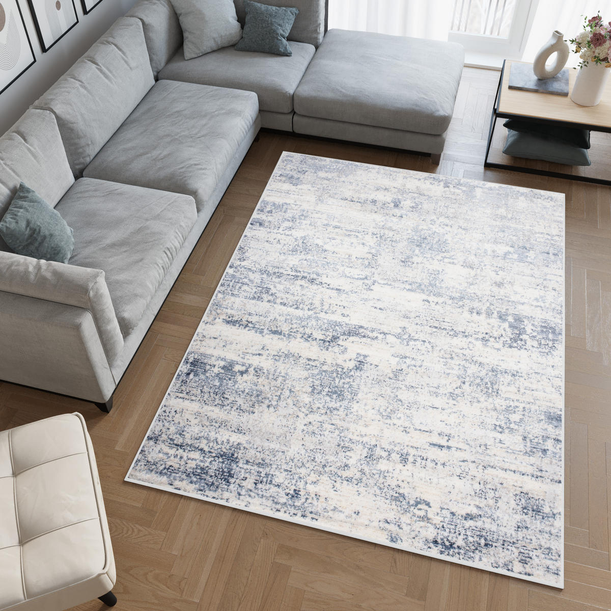 TEPPICH SKY Creme Grau 250/350 cm - Creme/Grau, Textil (250/350cm) - Tapiso