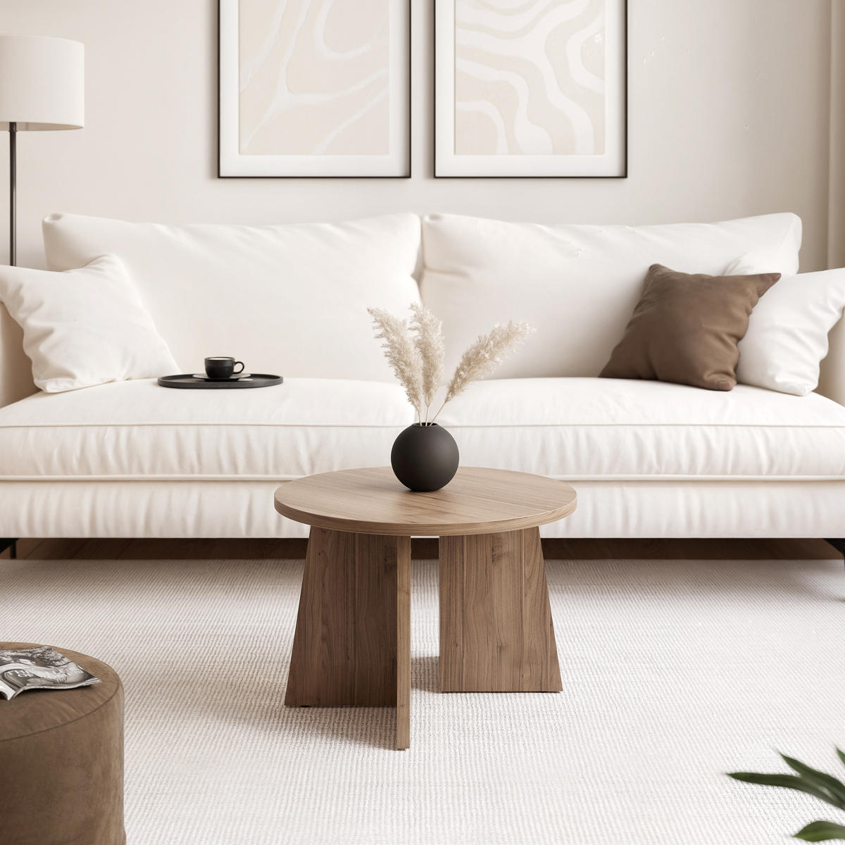 BELLAGIO menší konferenční stolek Ø 58 cm, ořech Royal - kašmírová, kompozitní dřevo (58/58/40cm) - Idohome