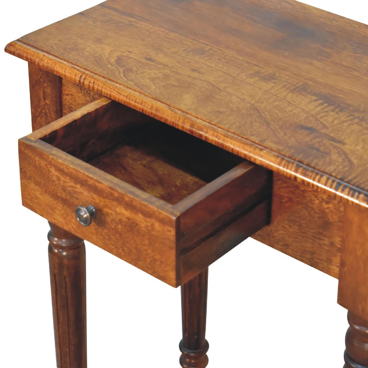 SCHREIBTISCH mit handgeschnitzten Beinen - Kastanienfarben/Messingfarben, Holz/Metall (35/60/78cm) - Artisan Furniture