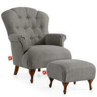 SESSEL MIT FUẞSTÜTZE TOMIS, Esche - Hellgrau/Braun, Eichenholz/Holz (76/101/83cm) - KONSIMO®