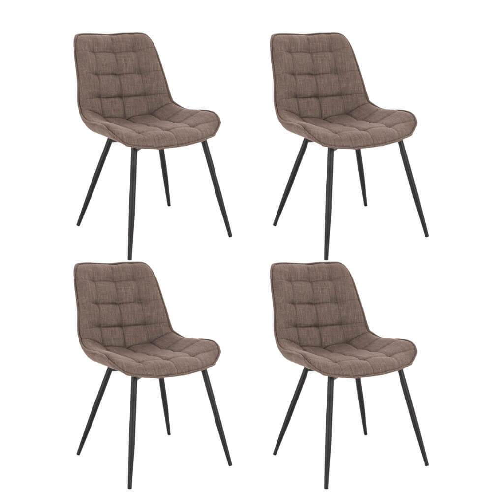 POLSTERSTUHL Esszimmer Webstoff IKALO – 4er Set Grau/Braun - Graubraun, Textil/Metall (61.5/79.8/50.5cm) - Home Deluxe