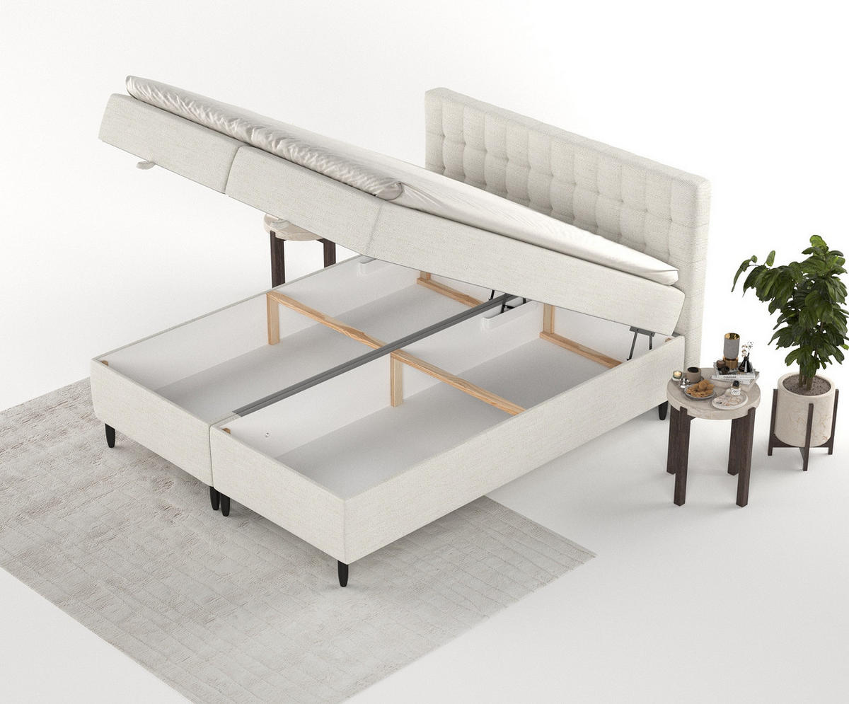 BOXBETT Milo Creme 160/200 cm - Creme/Schwarz, Holz/Holzwerkstoff (160/200cm) - Maison de Reve