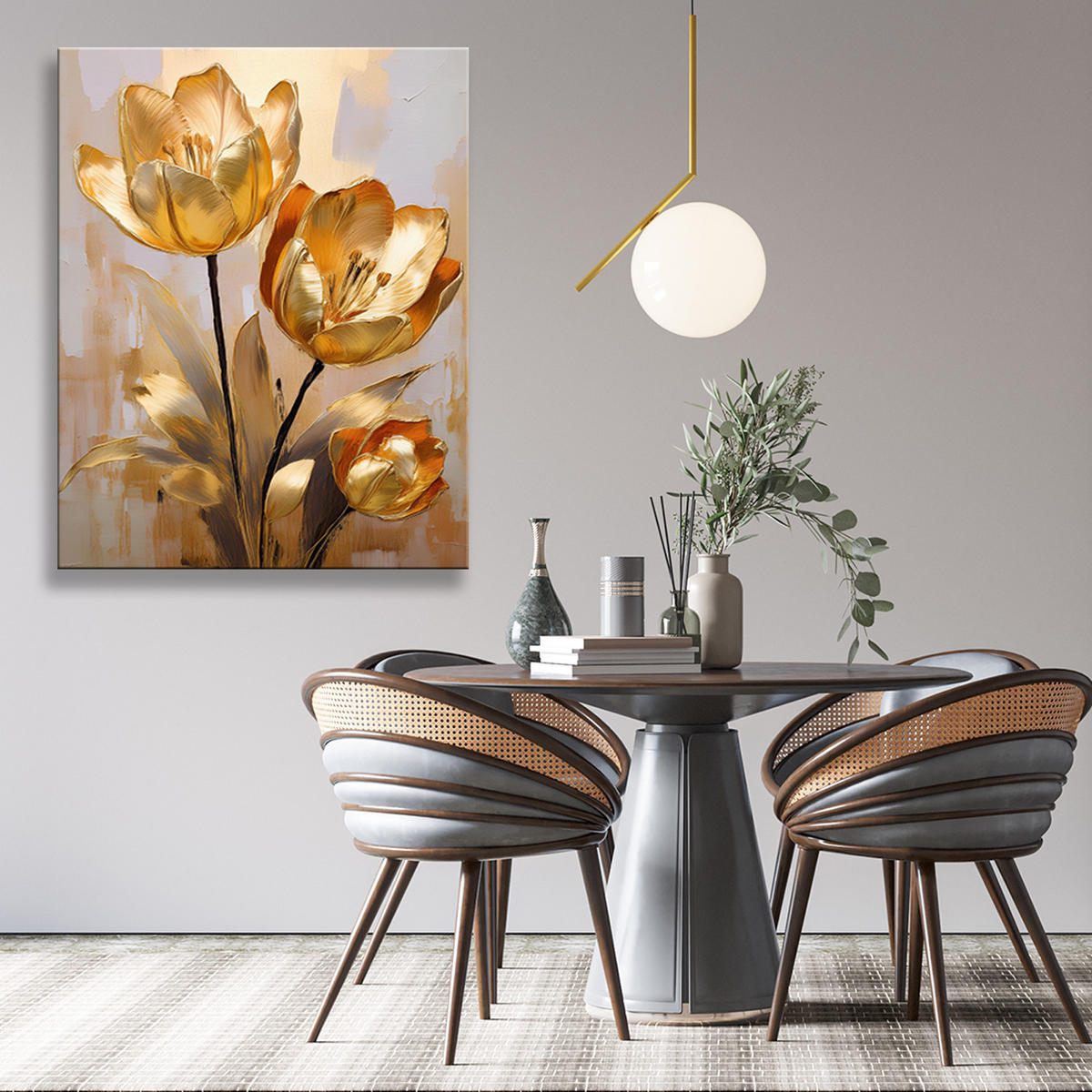 WANDBILD goldene tulpen glamour - Goldfarben, Textil (40/60cm) - Feeby