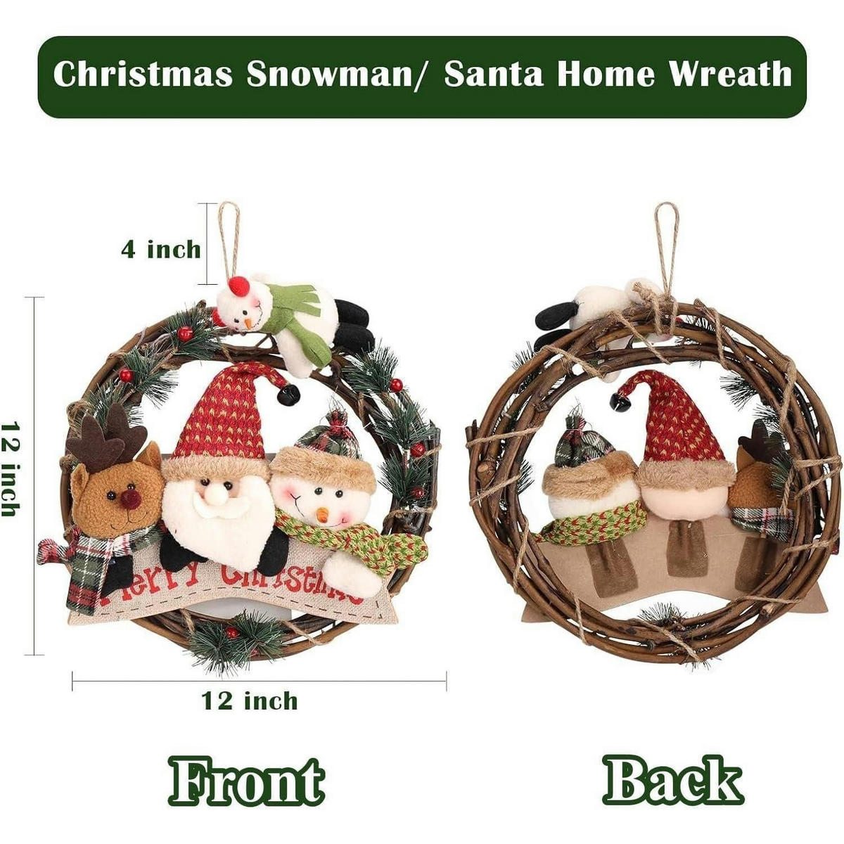 WEIHNACHTSKRANZ mit Plüschfiguren 30 cm - Multicolor, Naturmaterialien (20cm)