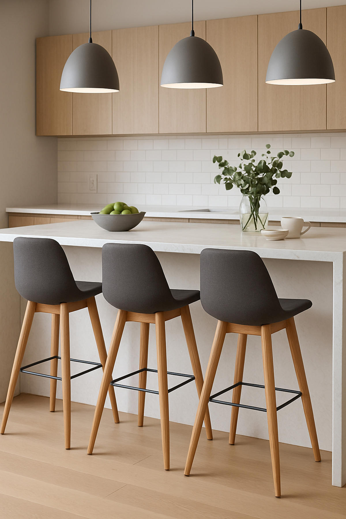 BARHOCKER 2er Set Meta Stoff natura dunkelgrau - Dunkelgrau, Holz/Textil (48/112/56cm) - TPFLiving