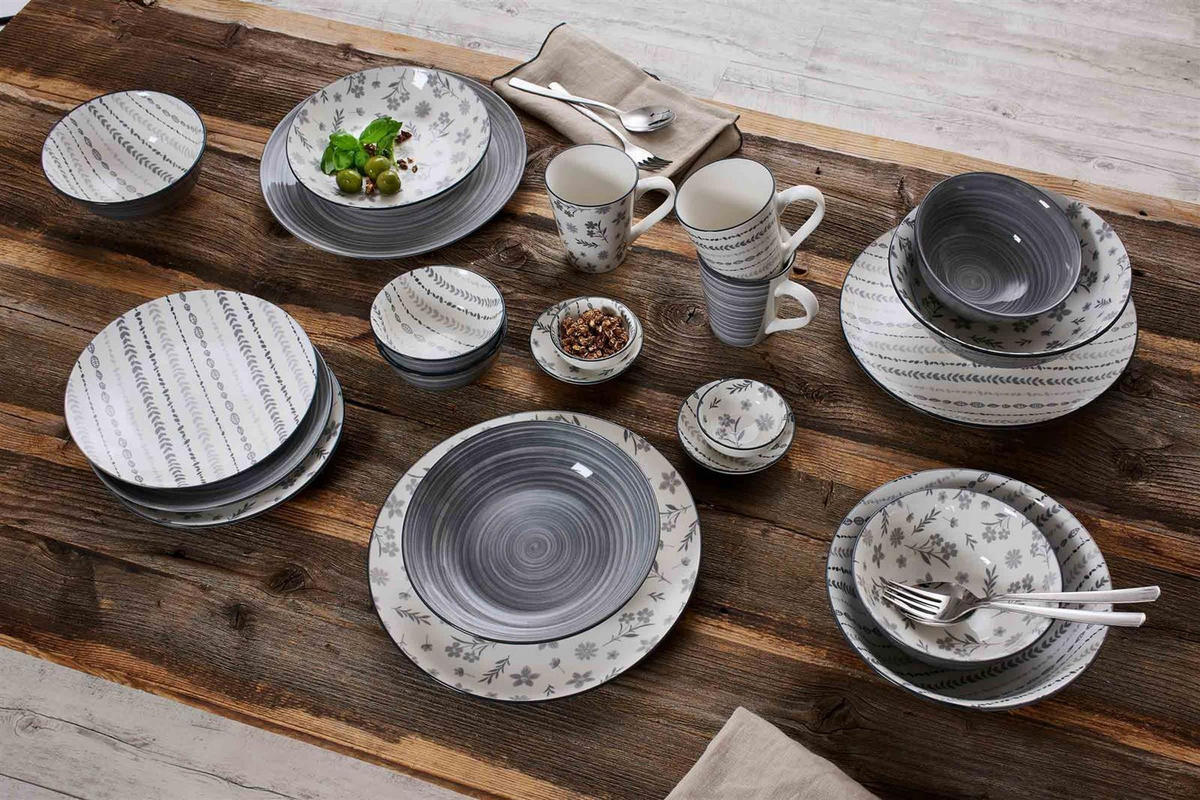 TAFELSERVICE Sendai Mix grau 12er Set - Grau, Keramik (2/2/2cm) - Ritzenhoff Breker