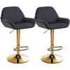 BARHOCKER 2er Set Samt schwarz - Goldfarben/Schwarz, Textil/Metall (51/89/52cm) - CLP