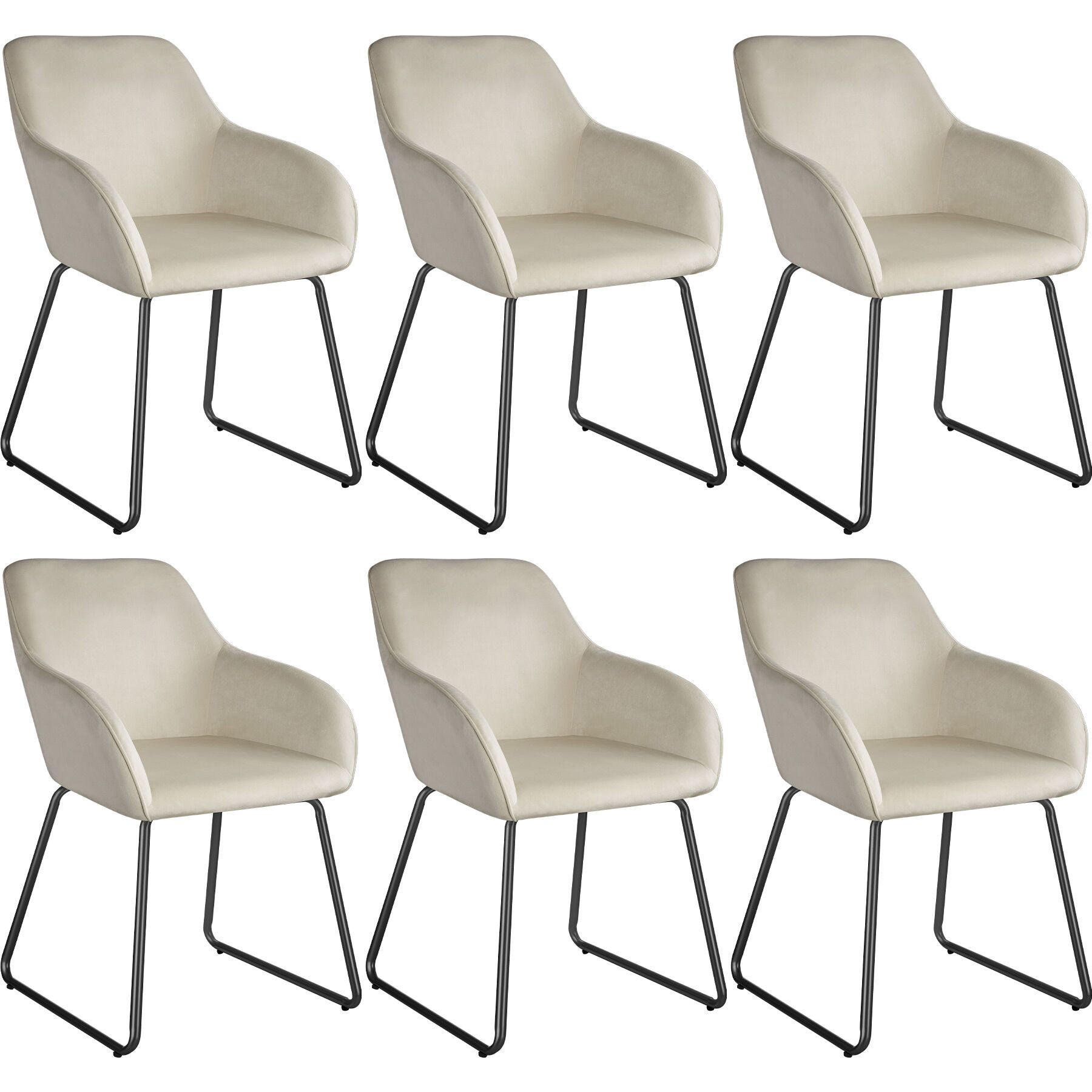 ESSZIMMERSTUHL Jeane,57 x 61 x 85,5 cm, Belastbarkeit 120 kg,Samtoptik creme/schwarz - Schwarz/Samtahornfarben, Kunststoff (57/85.5/61cm) - tectake