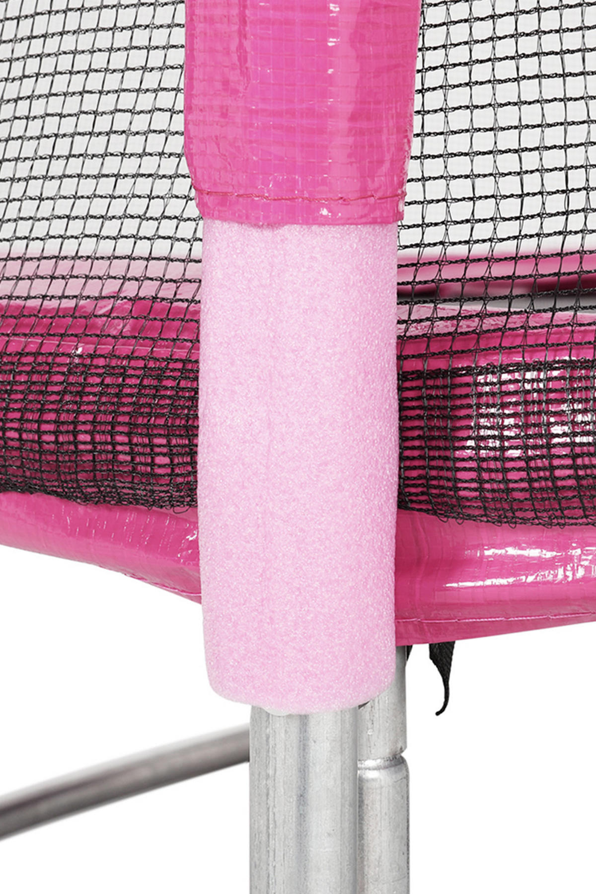 TRAMPOLIN aus Stahl, PP, EPE, Federn in Rosa + Schwarz mit Sicherheitsnetz für Kinder 150 cm Durchmesser x 160 cm Höhe - Pink, Metall (150/150/160cm) - Livingandhome