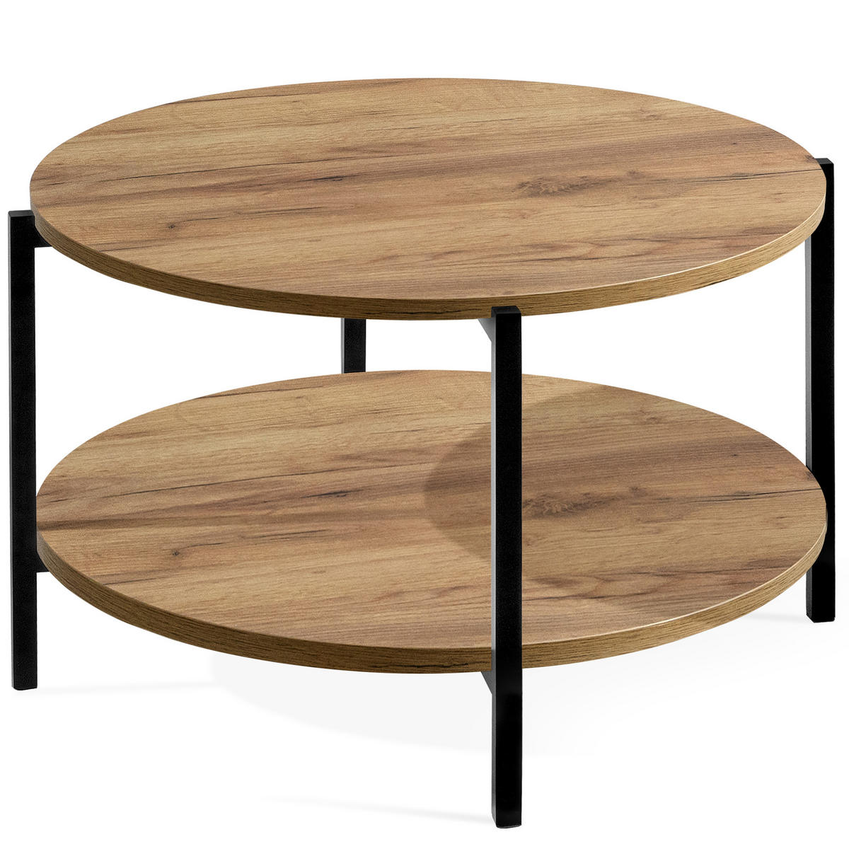 COUCHTISCH HEIRO Kaffeetisch - Eichefarben, Holzwerkstoff/Metall (69/69/45cm) - KONSIMO®