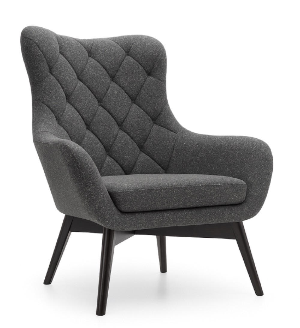 SESSEL Grau LISA CARO Auf Holzbeinen - Grau, Textil (88/108/88cm) - Sepro Meble