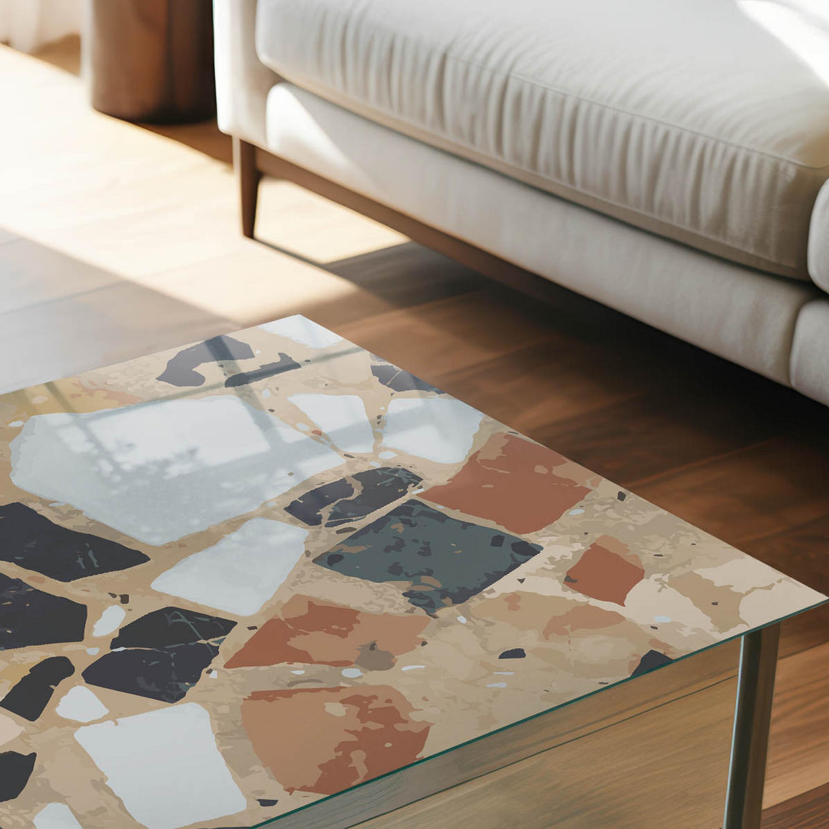 GLASPLATTE 80x60 cm – Abstraktes Mosaik - Braun, Glas (0.4/80/60cm) - ArtPrintCave