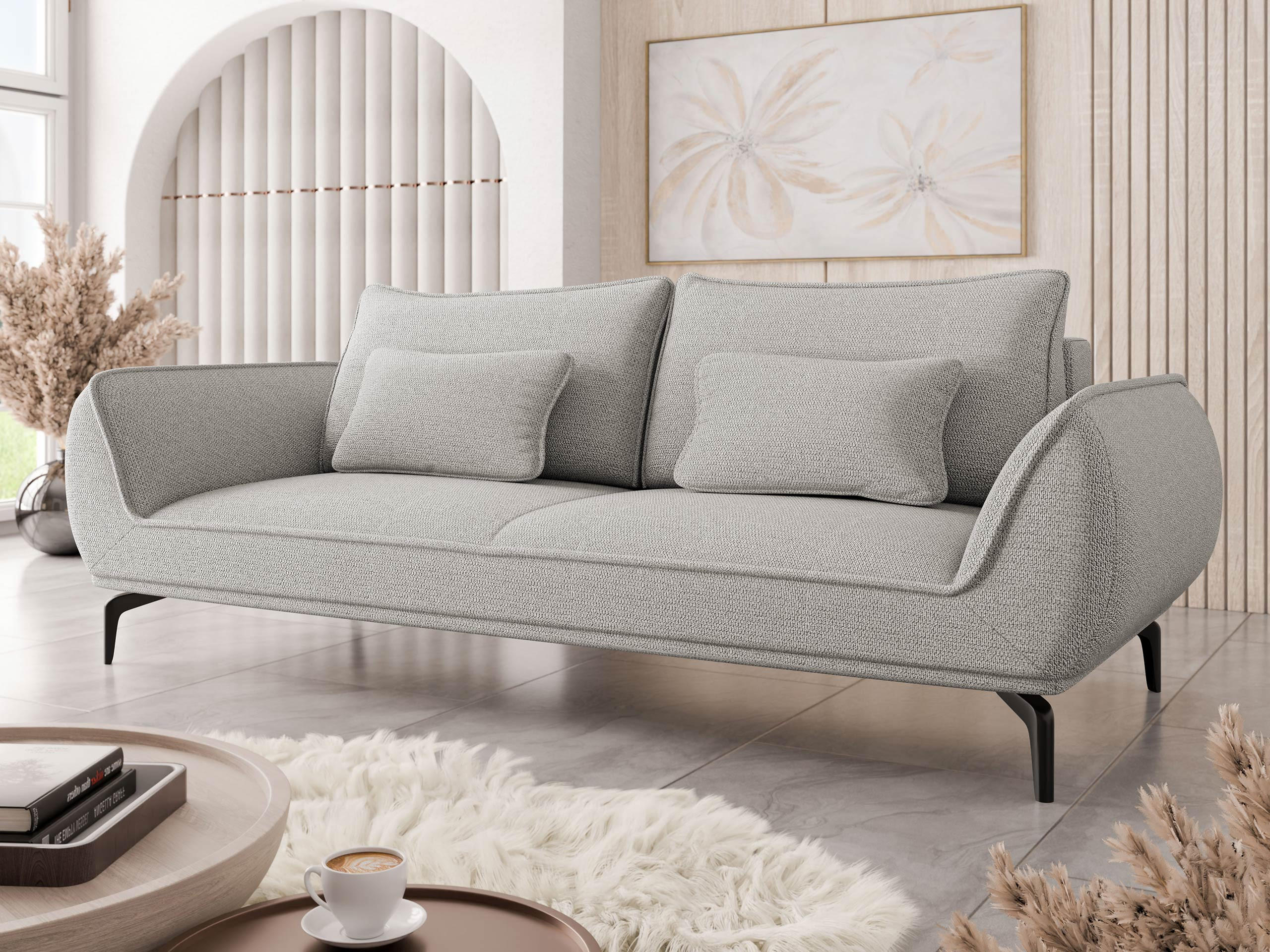 SCHLAFSOFA Cavo 3R - Hellgrau/Schwarz, Holz/Textil (249/86/118cm) - MIRJAN24
