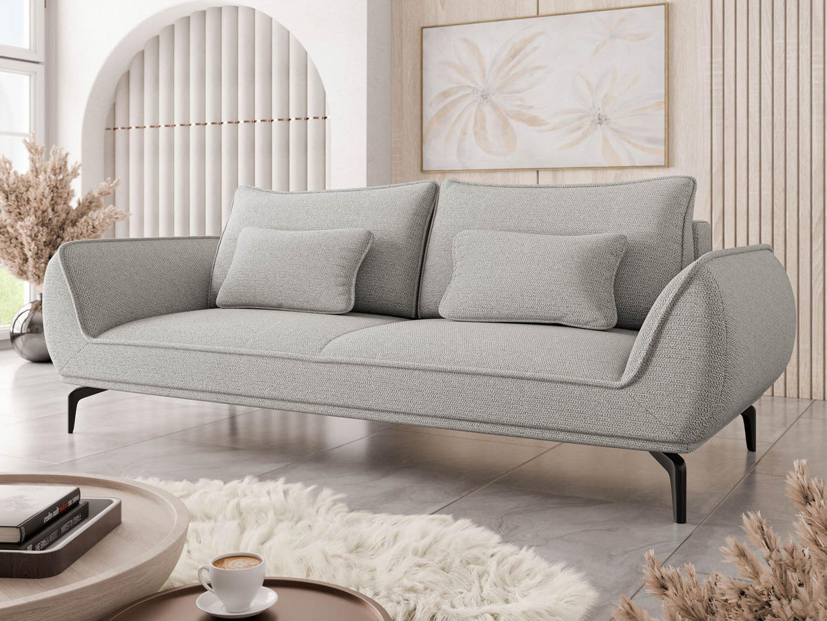 SCHLAFSOFA Cavo 3R - Hellgrau/Schwarz, Holz/Textil (249/86/118cm) - MIRJAN24