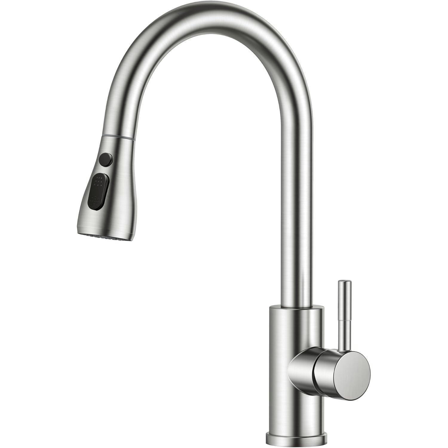 KÜCHENARMATUR mit ausziehbarer Brause Edelstahl 360° schwenkbar - Silberfarben, Metall (5/42.5/25cm)