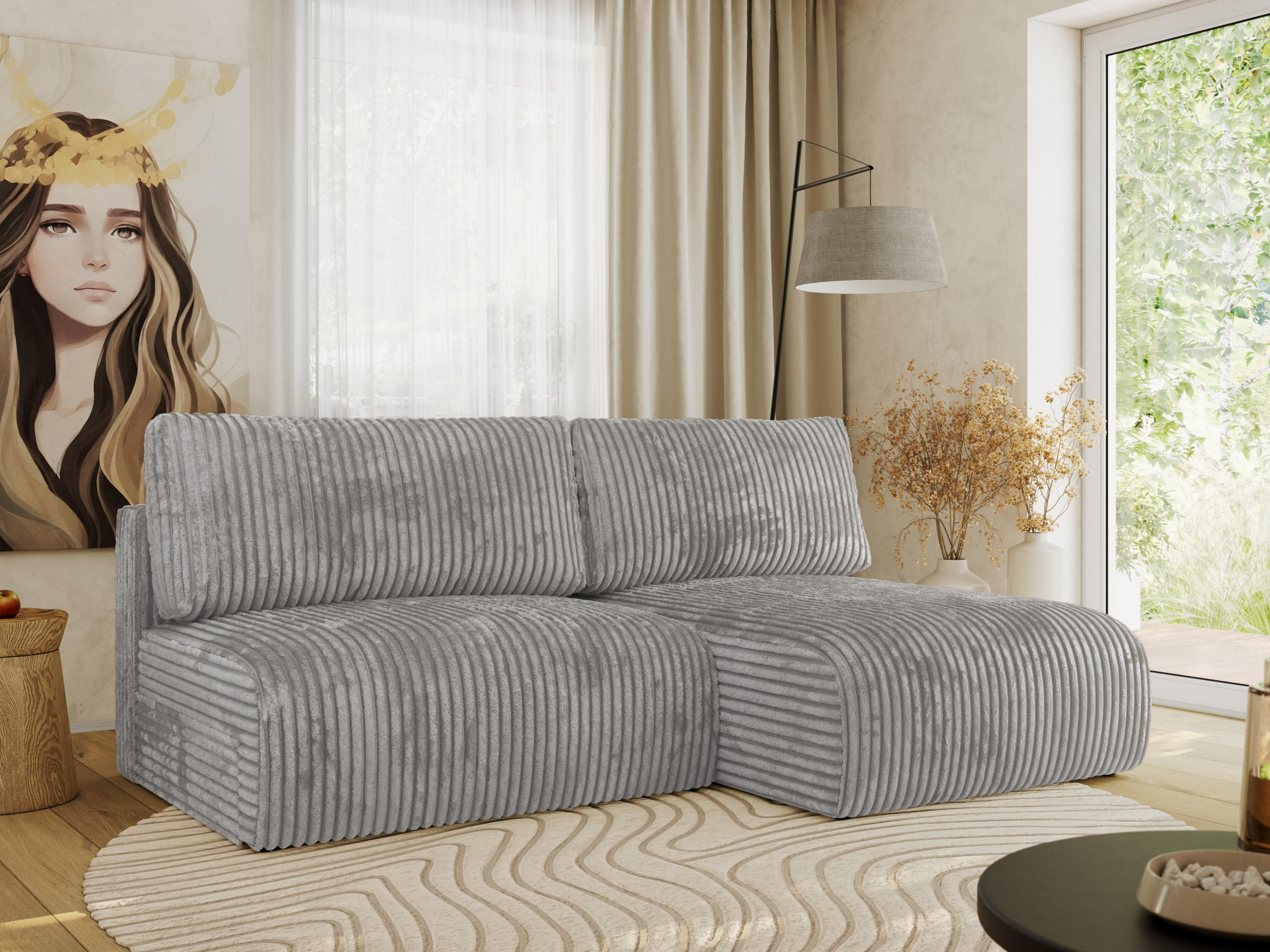 ECKSCHLAFSOFA VIVO L Grau Cord - rechts - Schwarz/Grau, Kunststoff/Textil (150/223cm) - MKS