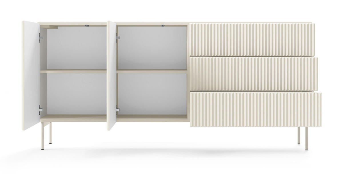 KOMMODE 177 cm mit Schubladen Galiano, 2 Türen, Kaschmir - Kaschmir/Beige, Holz/Metall (177/81/40cm) - Emporius