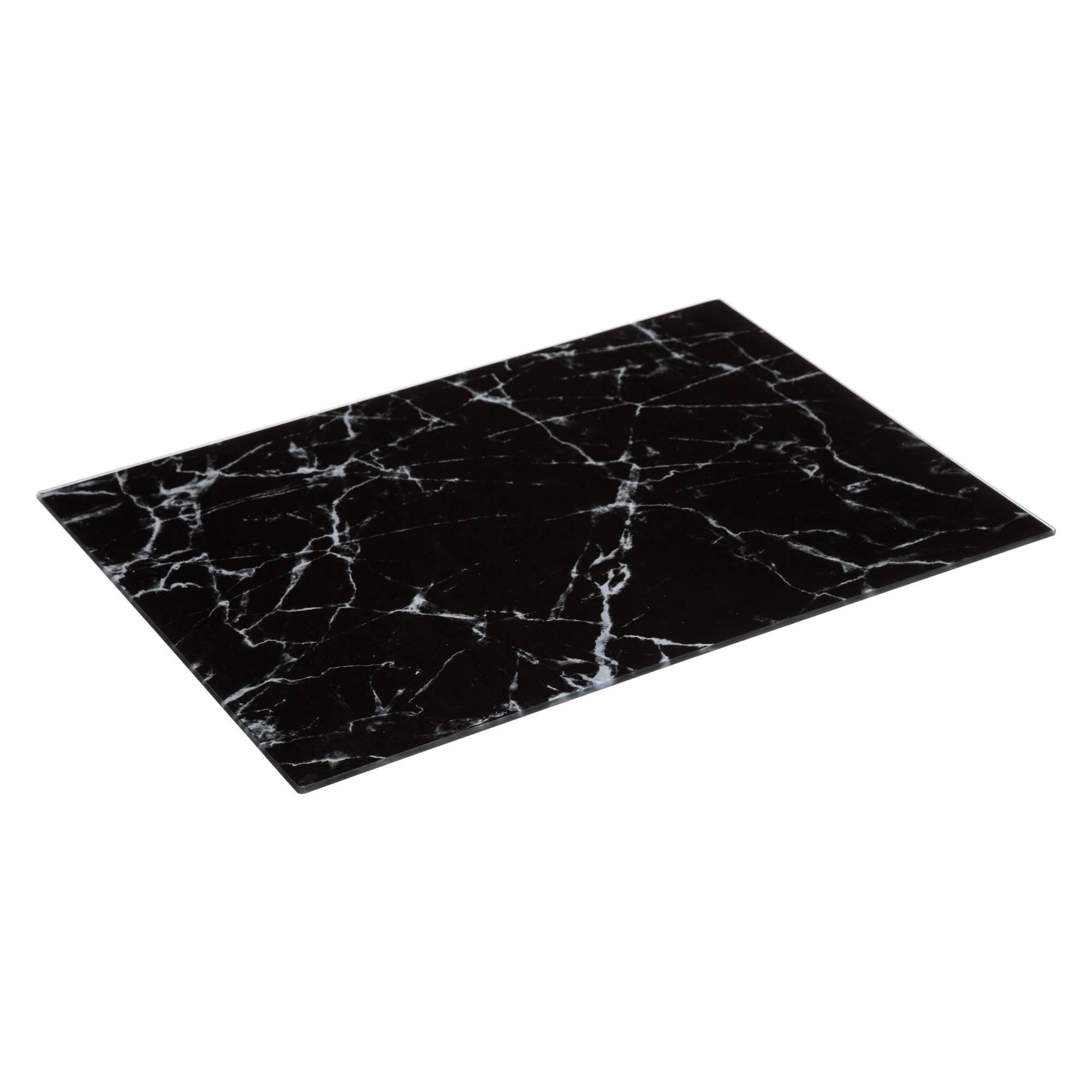 SCHNEIDEBRETT aus Glas mit Marmor-Muster 40/30/0,5 cm - Schwarz, Glas (30/40cm) - 5five Simply Smart