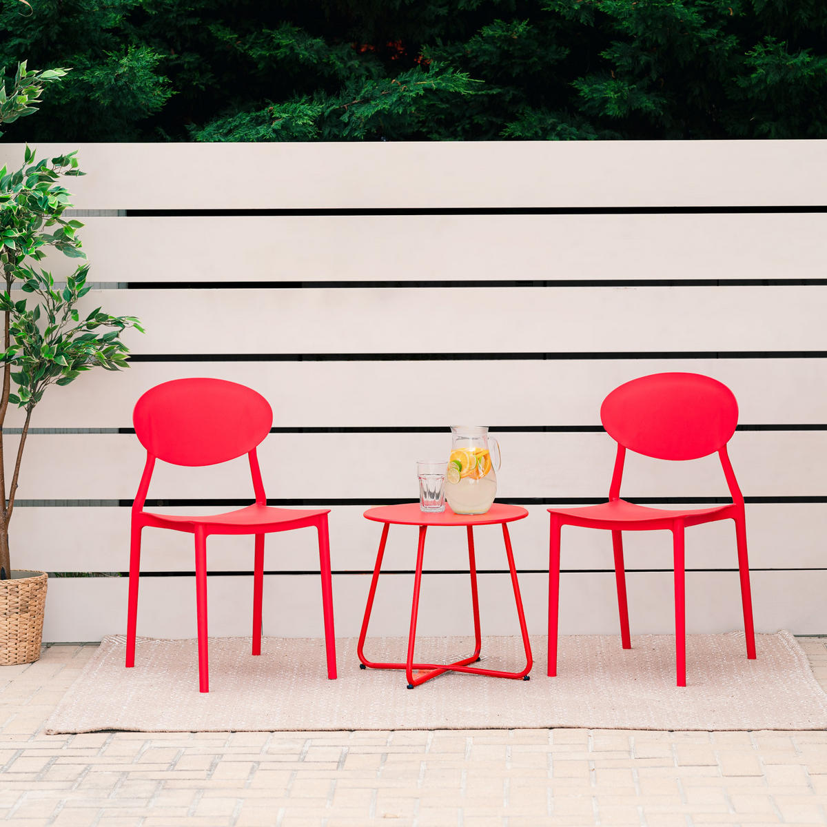 GARTENSTUHL 4er-Set Kunststoff Rot - Rot, Kunststoff (41/80/51cm) - Homestyle4u