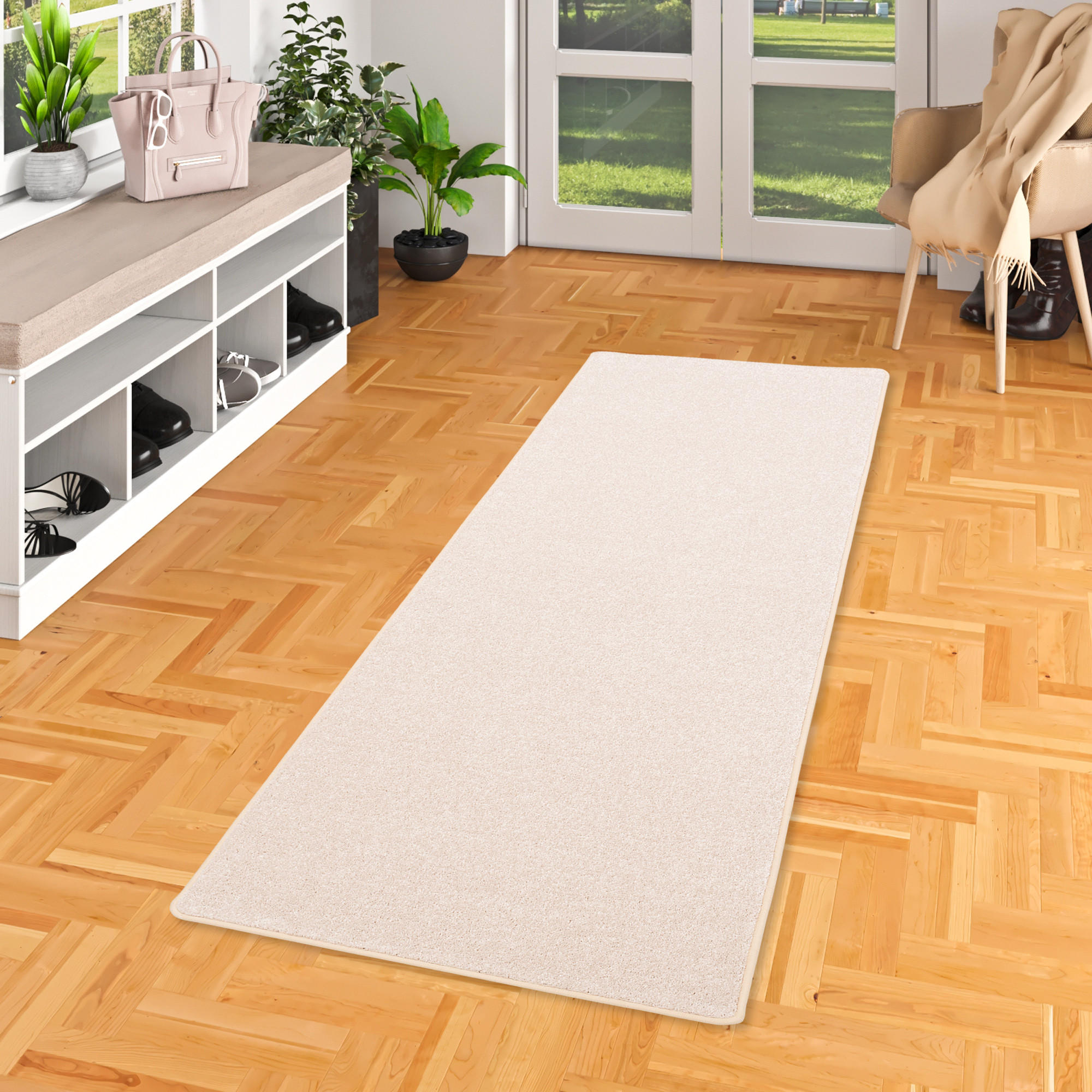 HOCHFLOR VELOURS LÄUFER TEPPICH LUNA - Champagner, Textil (80/320cm) - Snapstyle