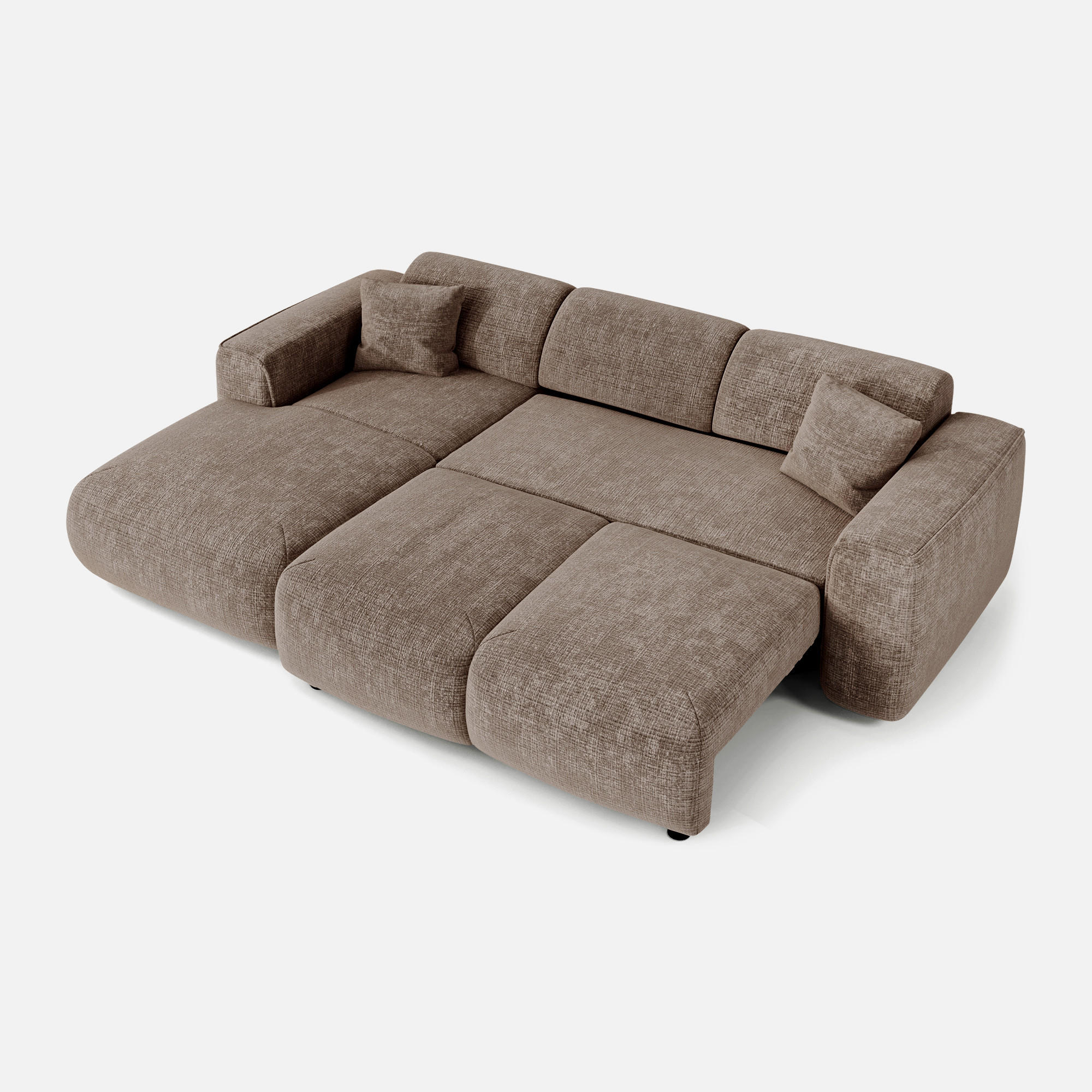 ECKSCHLAFSOFA Geprägter Samt Taupe 283cm - Taupe, Textil (283/180cm) - Sia Home