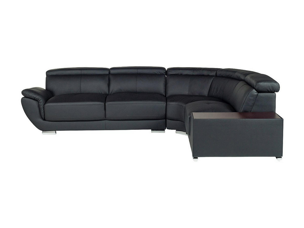 ECKSOFA Leder - Ecke Rechts - Schwarz - NAHIA - Schwarz, Leder (306/240cm) - Vente-Unique