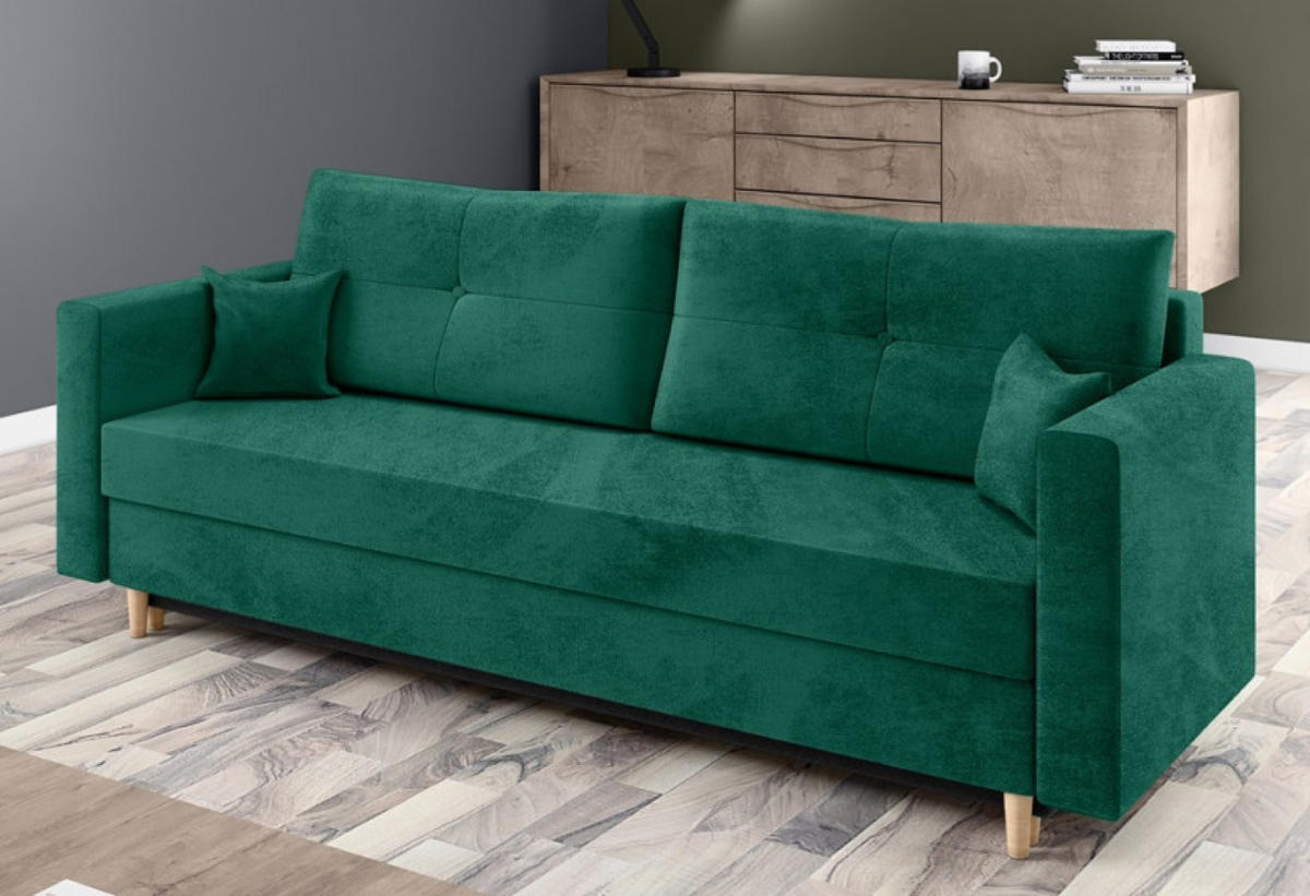SOFA Flaschengrün ALKO Ausziehbar - Grün, Textil (217/92/85cm) - Sepro Meble