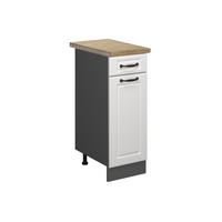 KÜCHENUNTERSCHRANK R-Line Weiß Landhaus 30 cm, AP Eiche - Anthrazit/Weiß, Holzwerkstoff (30/81.6/60cm) - Vicco