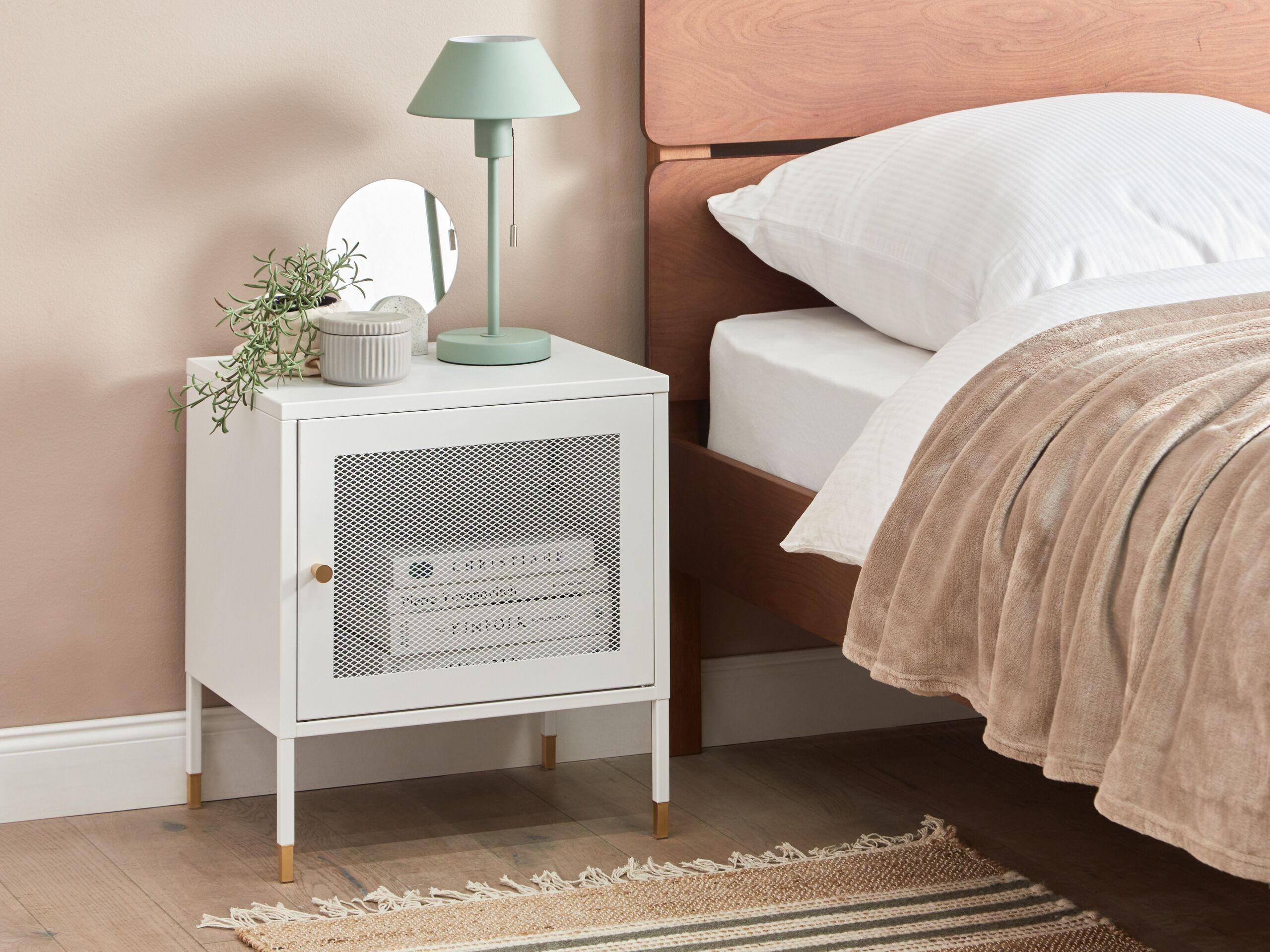 NACHTTISCH Metall weiß 45/35/51 cm Ossett - Weiß, Metall (45/51/35cm) - Beliani