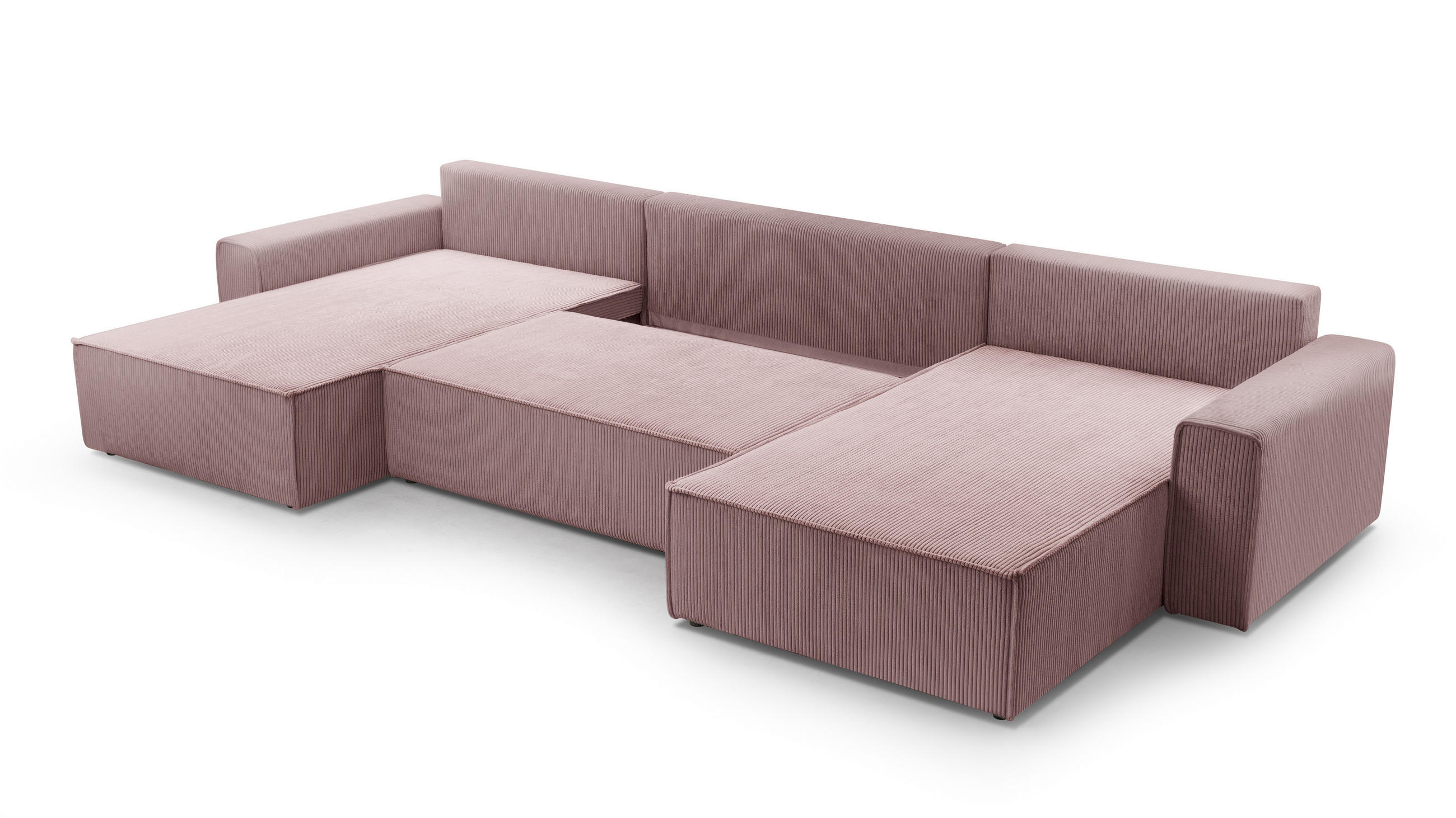 WOHNLANDSCHAFT Cedria Lavendel 389/145/85 cm mit Schlaffunktion - Hellrosa/Schwarz, Kunststoff/Textil (389/85/145cm) - AX Living