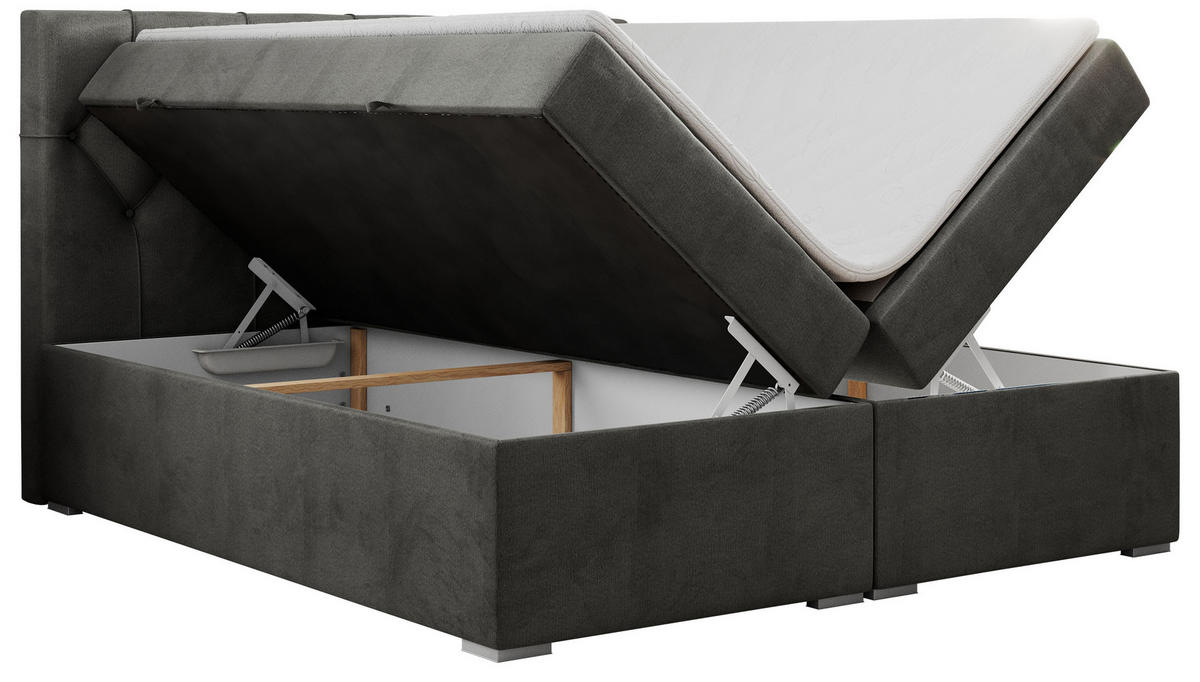 BOXBETT ALDA 120/200 Dunkelgrau Velvet - H3 - Dunkelgrau, Holz/Textil (120/200cm) - MKS