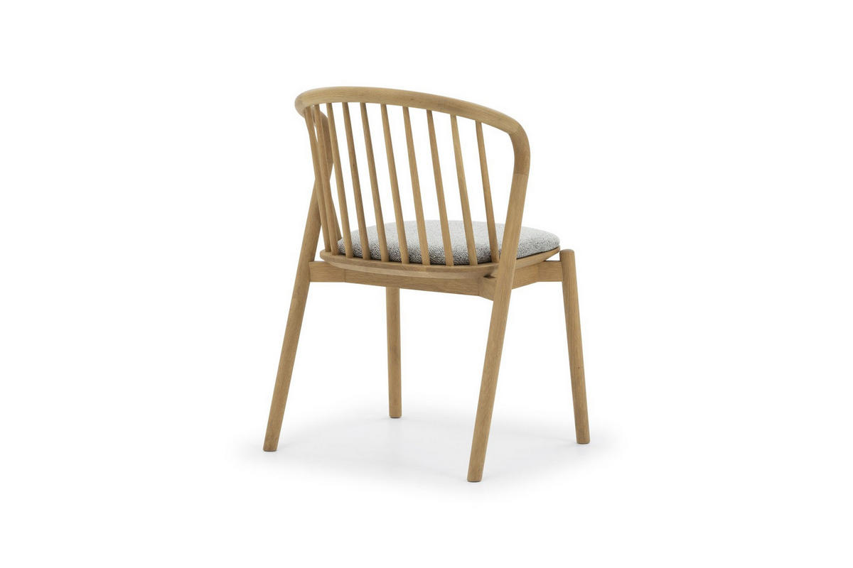 ESSZIMMERSTUHL Saga 2er Set, mit Sitzkissen, Natur Massiveiche - Grau, Holz (54/80/54cm) - WOODEK