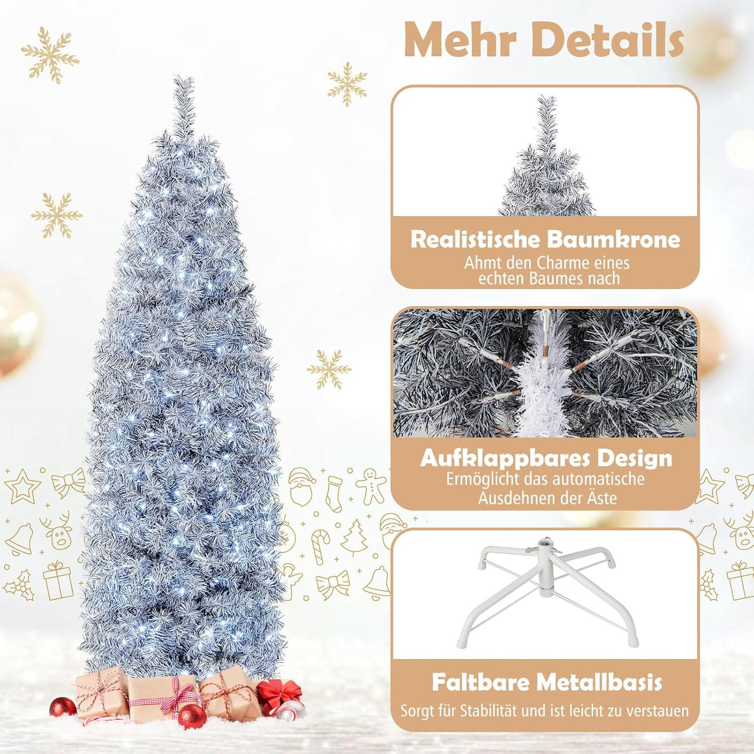 TANNENBAUM 180cm Weiß - Weiß, Kunststoff (180cm) - COSTWAY