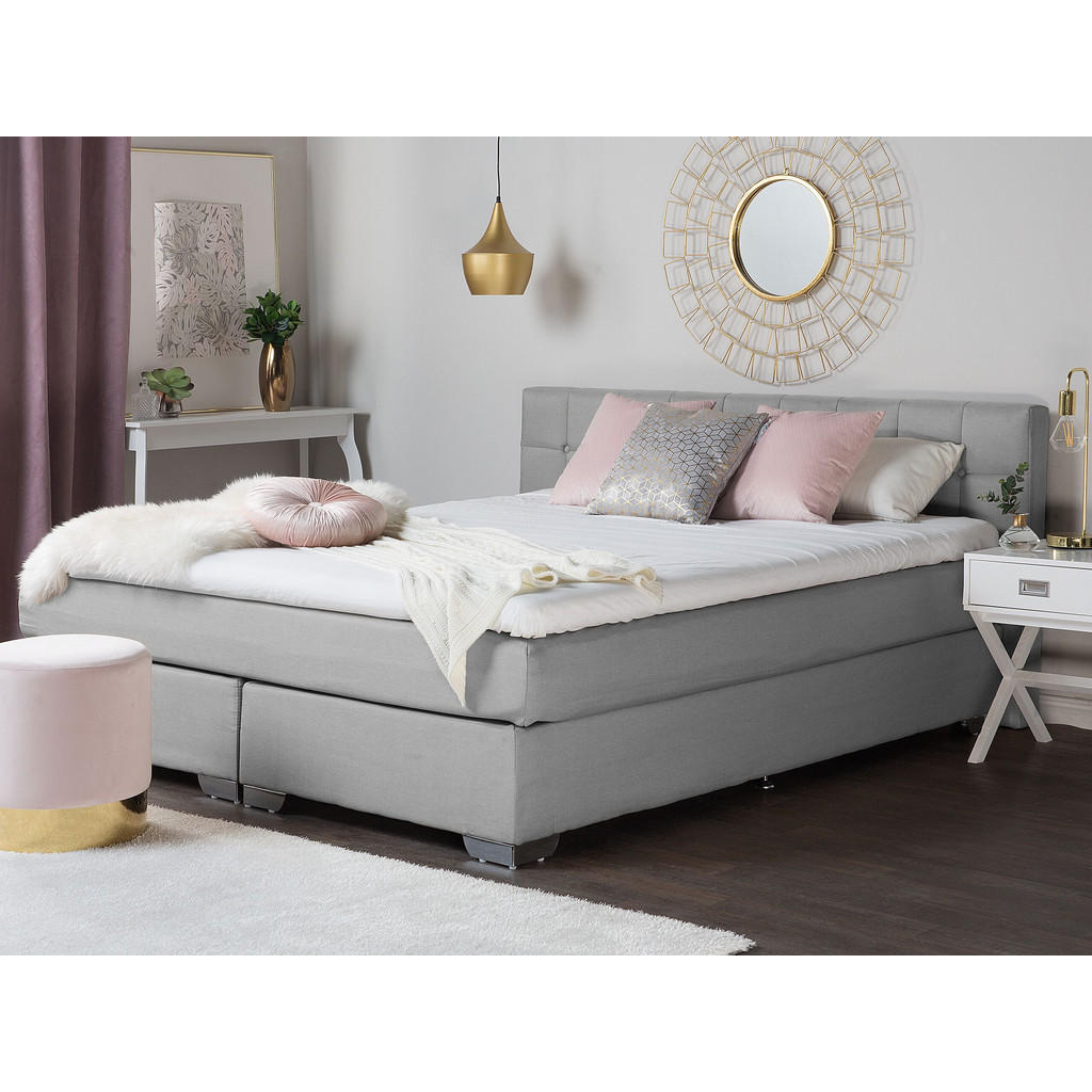 Thumbnail - Beliani Boxspringbett, Hellgrau, Textil, 140x200 cm, Schlafzimmer, Betten, Boxspringbetten