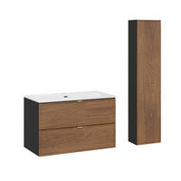 BADMÖBEL 80cm Elena 2er-Set Holz und Schwarz - Schwarz, Holzwerkstoff (80/50/46cm) - Petits-meubles