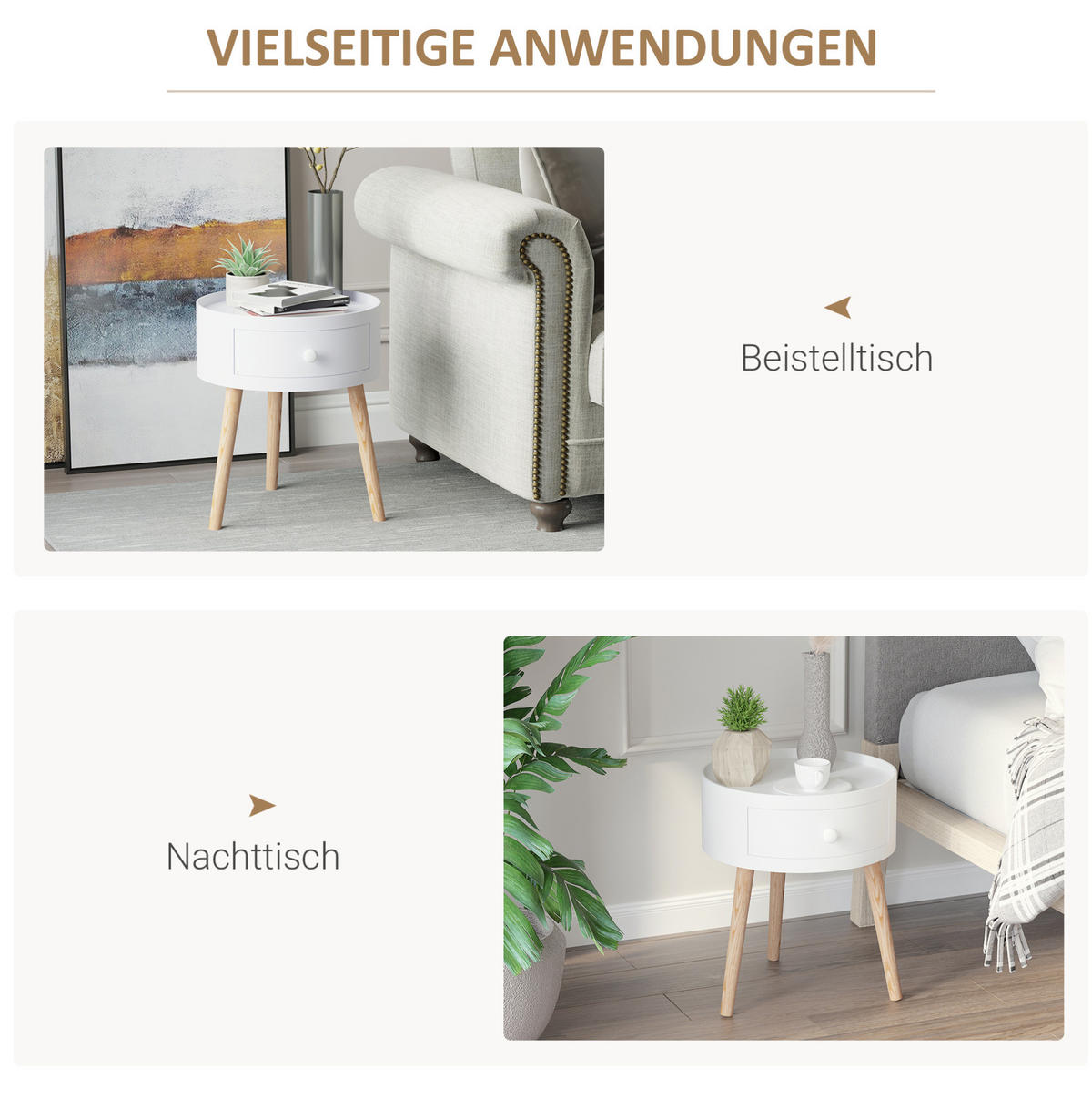 BEISTELLTISCH Weiß aus Holz mit Schublade - Weiß, Holzwerkstoff (28/45/95cm) - OKMYHOME