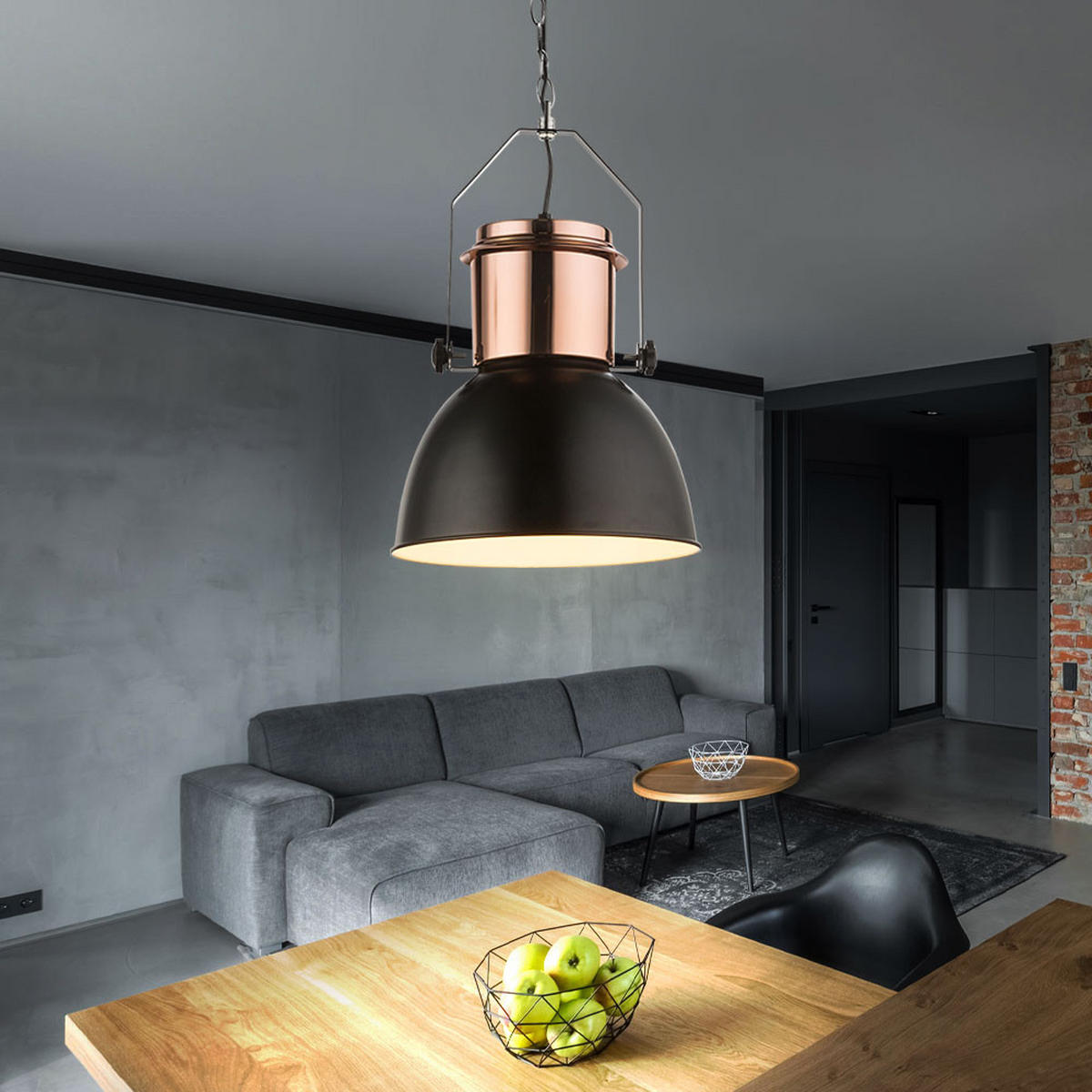 LED HÄNGELEUCHTE Kupfer Schwarz - Schwarz, Metall (27/27/120cm) - Globo Lighting