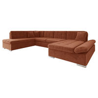 ECKSOFA Bergen, Seite: Rechts - Silberfarben/Terracotta, Holz/Textil (345/76/205cm) - MIRJAN24