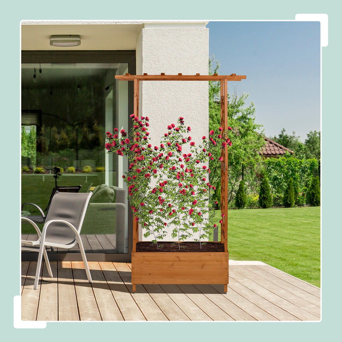 PFLANZKASTEN - Hellbraun, Holz/Textil (110/183/44cm) - Relaxdays