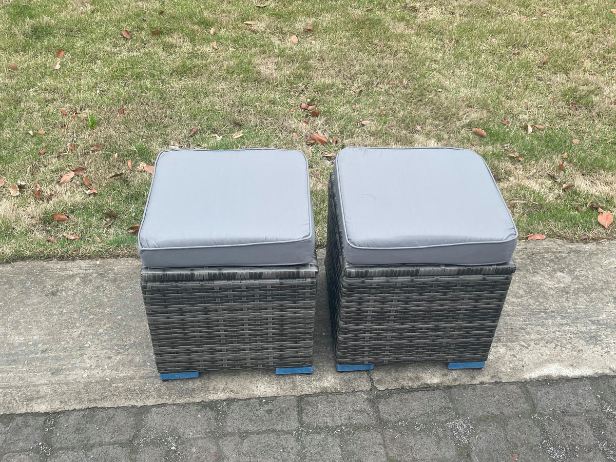 GARTENSOFA SET Polyrattan 8-Sitzer - Dunkelgrau/Grau, Glas/Kunststoff - Fimous