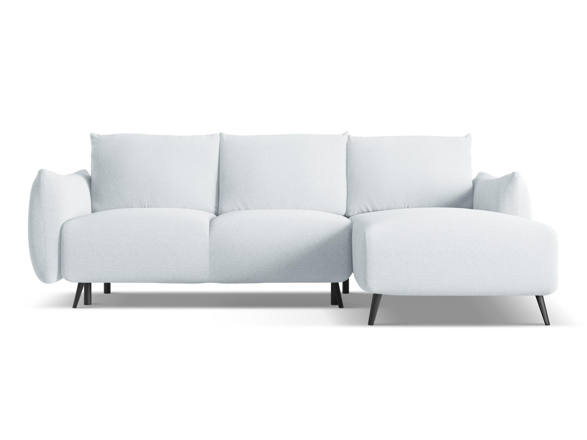 ECKSOFA mit Schlaffunktion Chenille Stoff Blau - Blau/Schwarz, Textil/Metall (242/162cm) - Makamii
