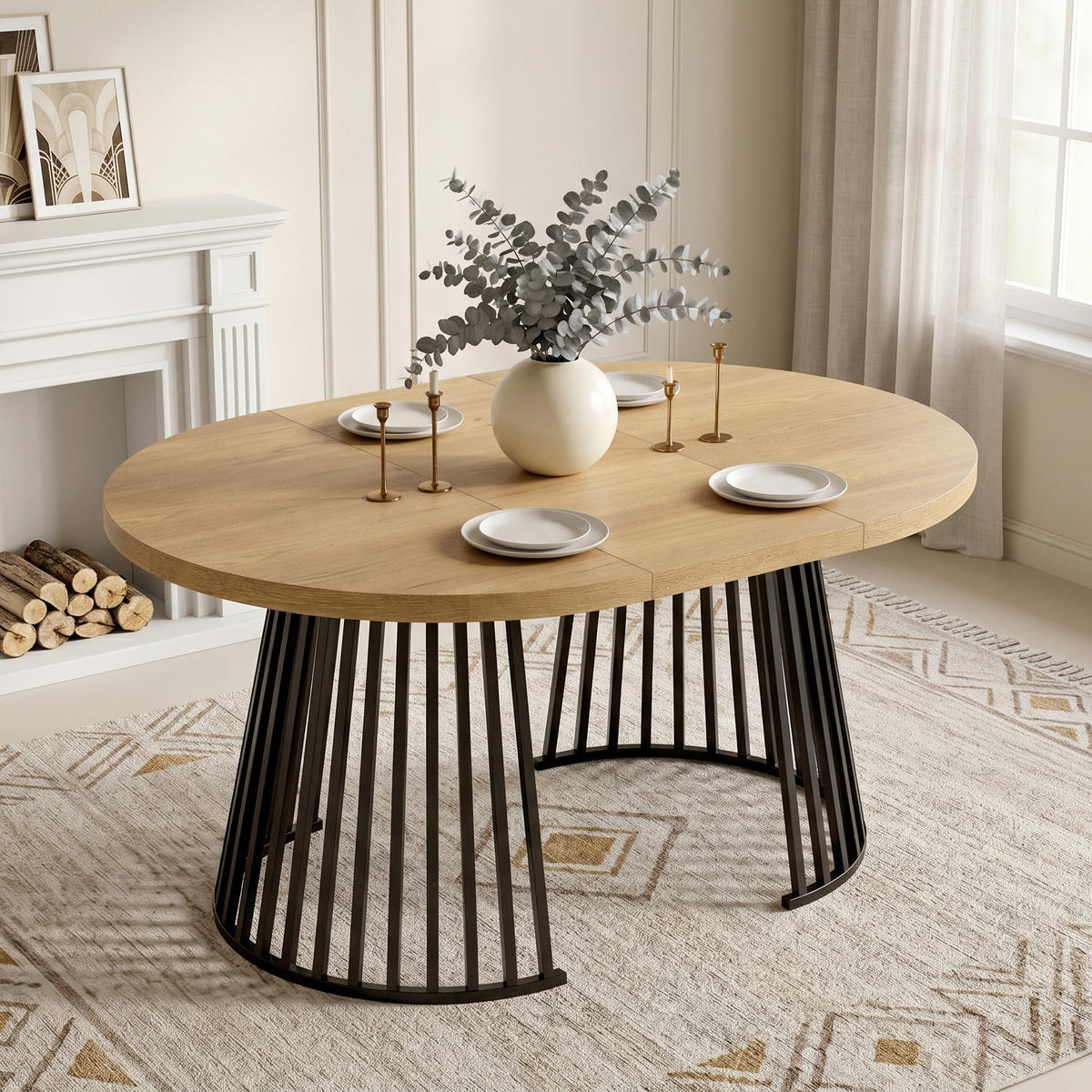 ESSTISCH Eiche Schwarz ausziehbar 100-176cm 4-8 Personen - Eichefarben, Holzwerkstoff (176/100/76cm) - FLIEKS