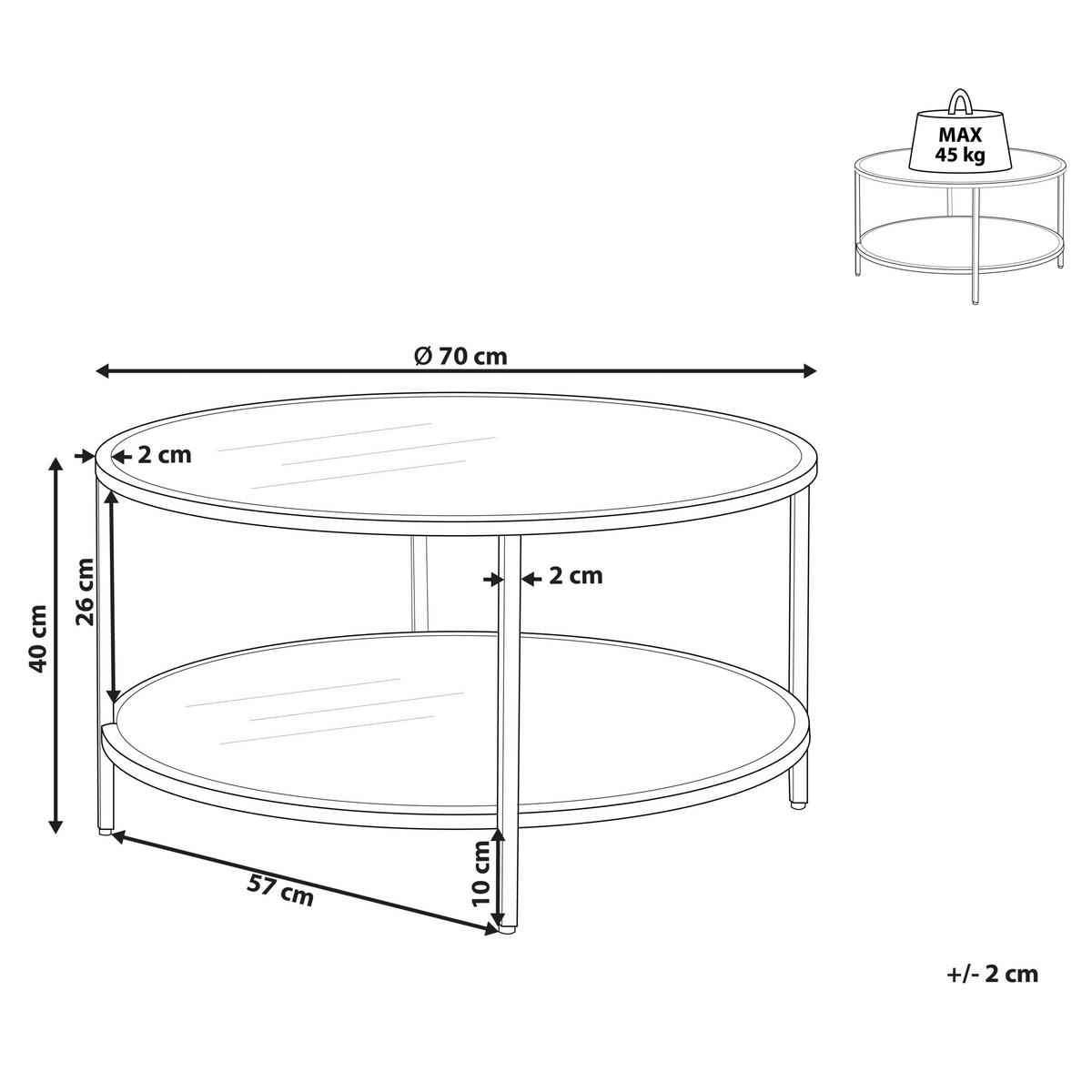 COUCHTISCH Glas/Metall gold 70 cm Birney - Transparent/Goldfarben, Glas (70/70/40cm) - Beliani