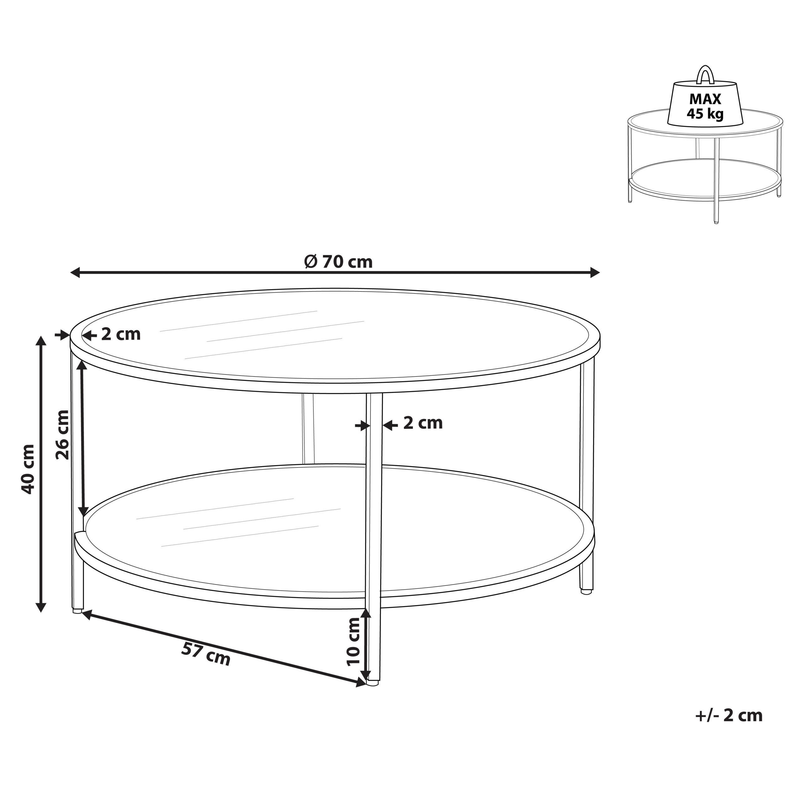 Thumbnail - Beliani Couchtisch, Gold, Transparent, Glas, 70x40x70 cm, Wohnzimmer, Wohnzimmertische, Couchtische